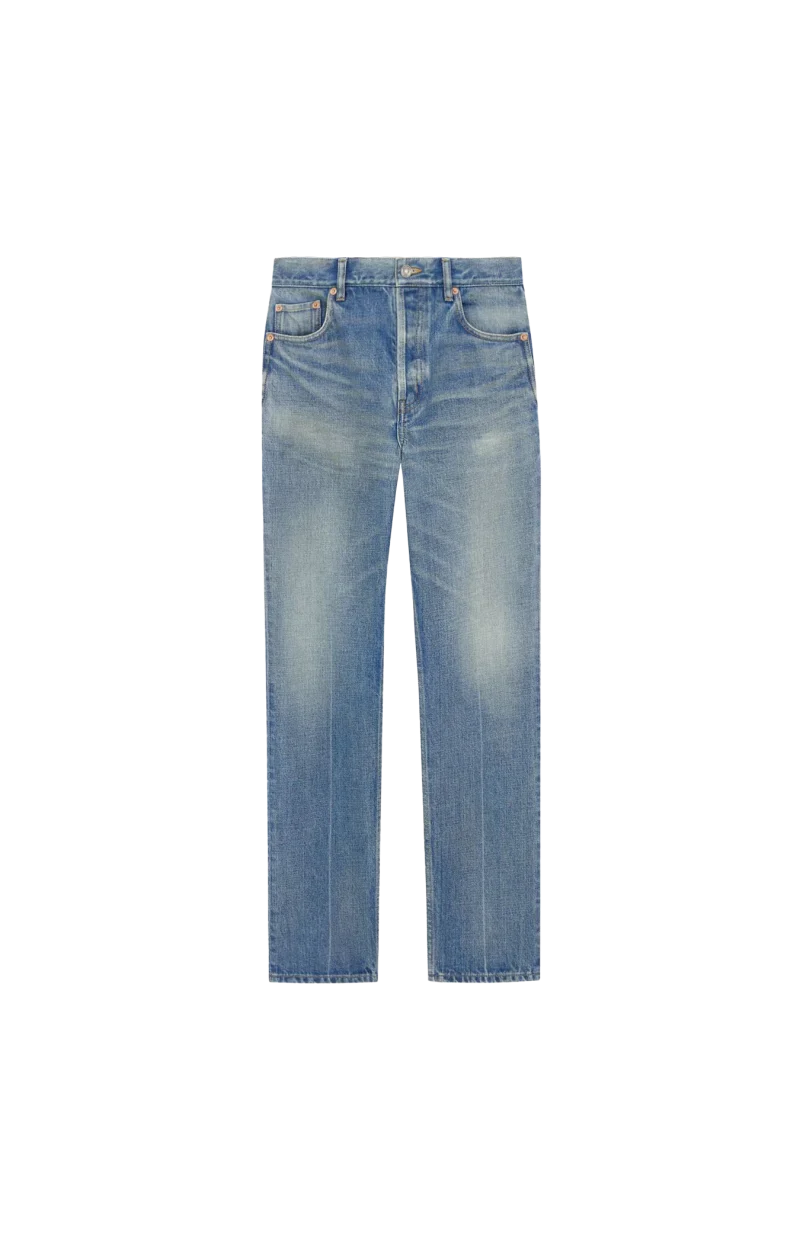 Mid-Rise Straight Jeans in Medium Blue