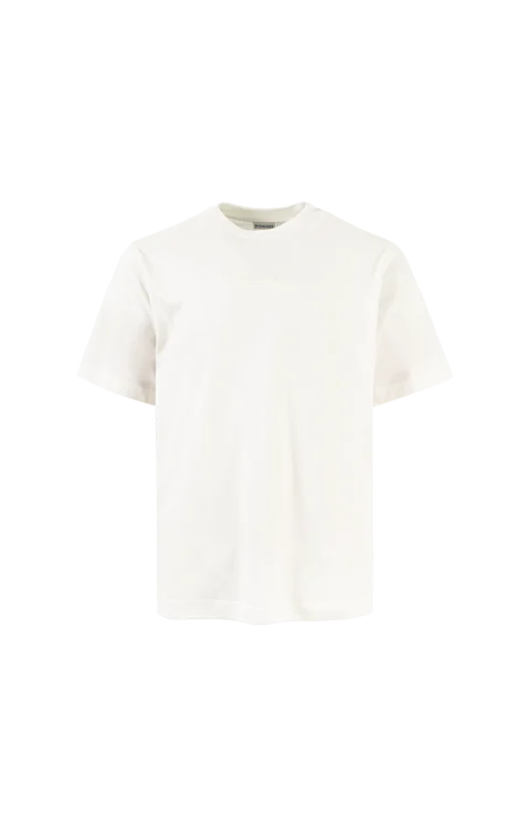 Check Cursive Logo Cotton T-Shirt in Ecru