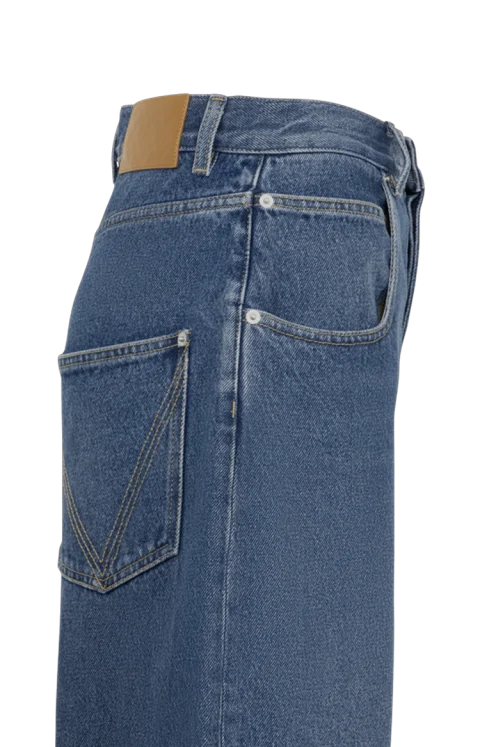 Women's Medium Indigo Wide Leg Jeans in Mid Blue — снимка 3