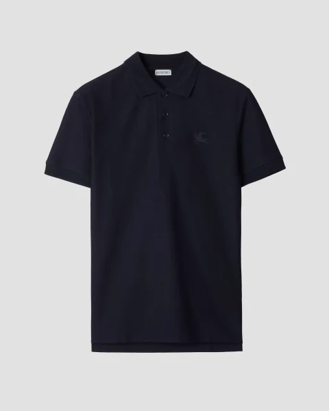 Cotton Polo Shirt in Coal Blue
