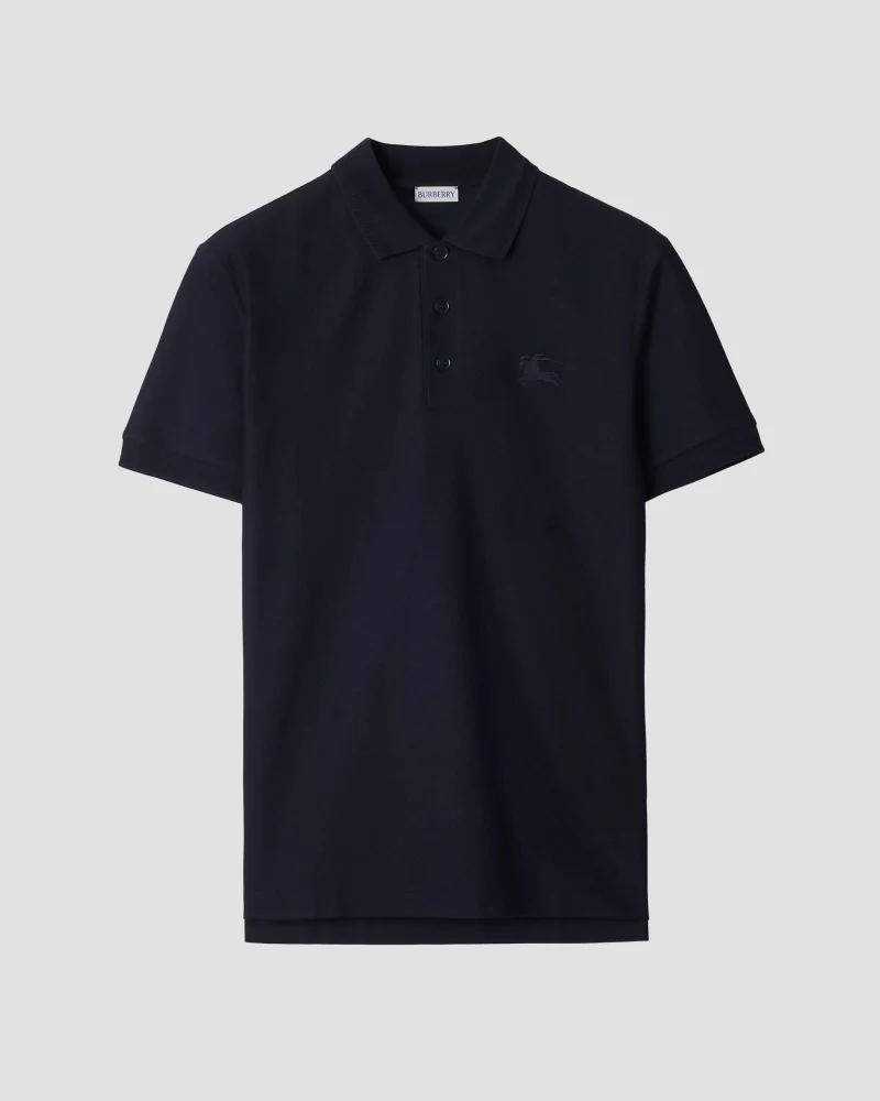 Cotton Polo Shirt in Coal Blue