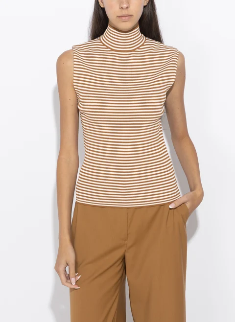 Топ от фино плетиво с поло яка Max Mara Studio Mstpepato — снимка 4
