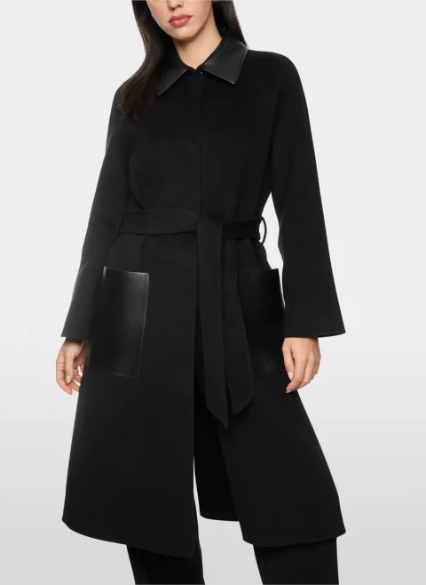 Палто от вълна с кожени детайли Marc Cain Collections