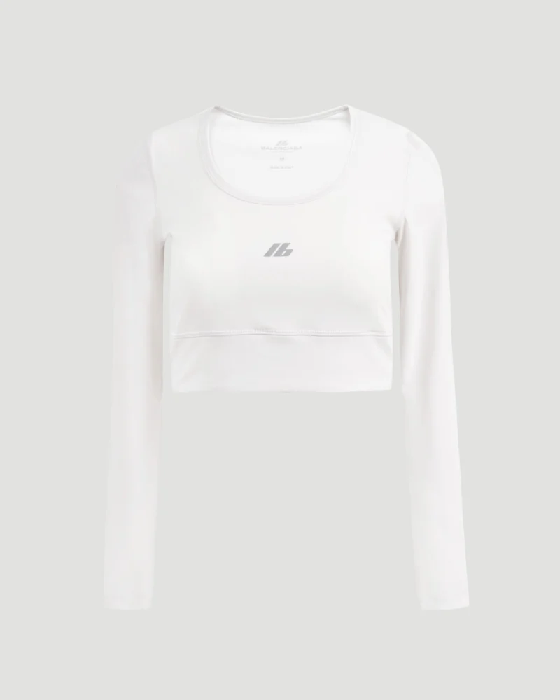 Activewear Long Sleeve Sports Bra in White