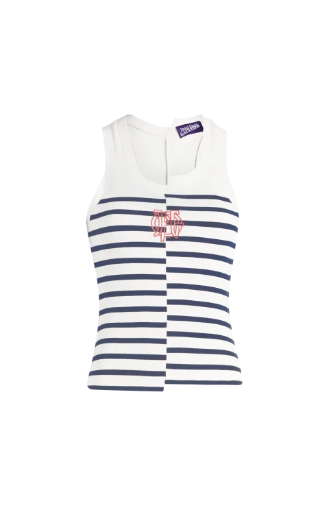Stretch Asymmetric Vest on Black/White