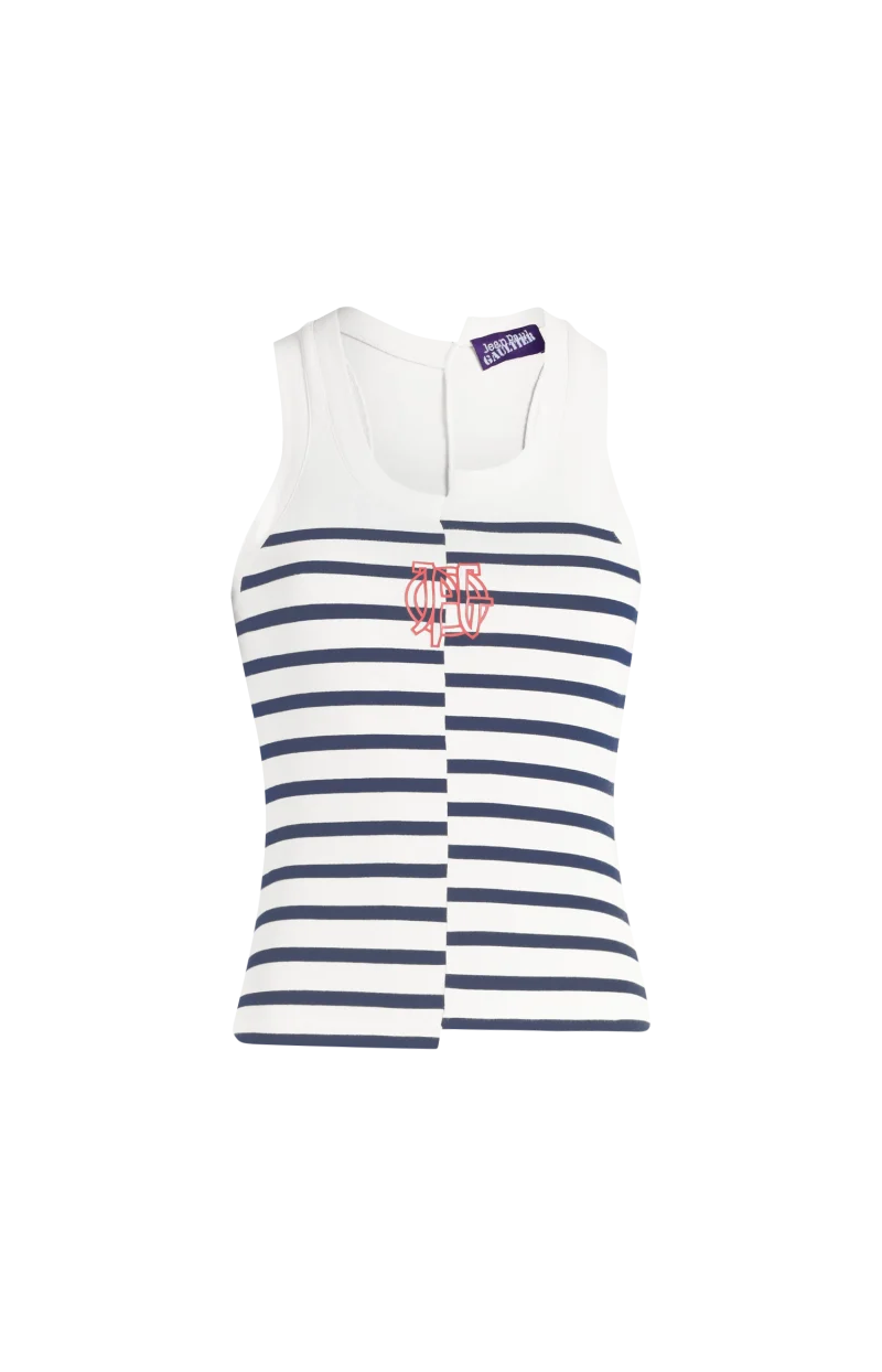 Stretch Asymmetric Vest on Black/White