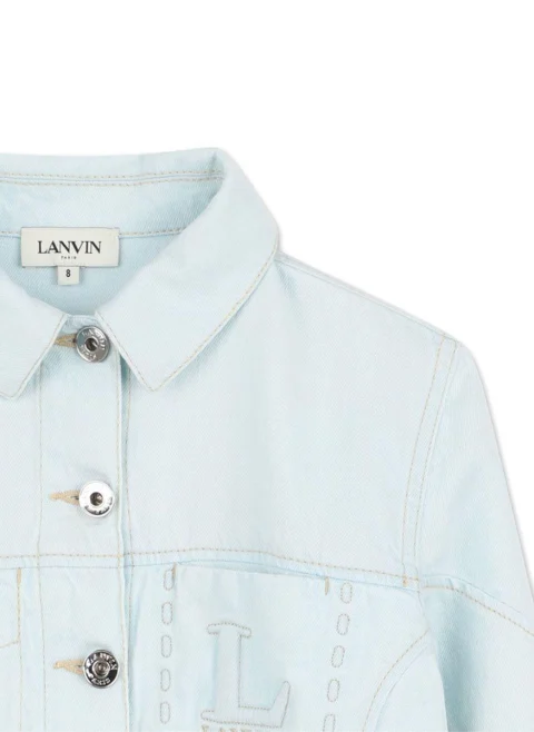 Яке от деним с бродерия Lanvin Kids — снимка 3