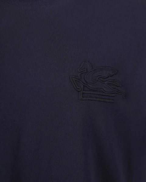 T-Shirt with Pegaso Embroidery in Navy — снимка 2