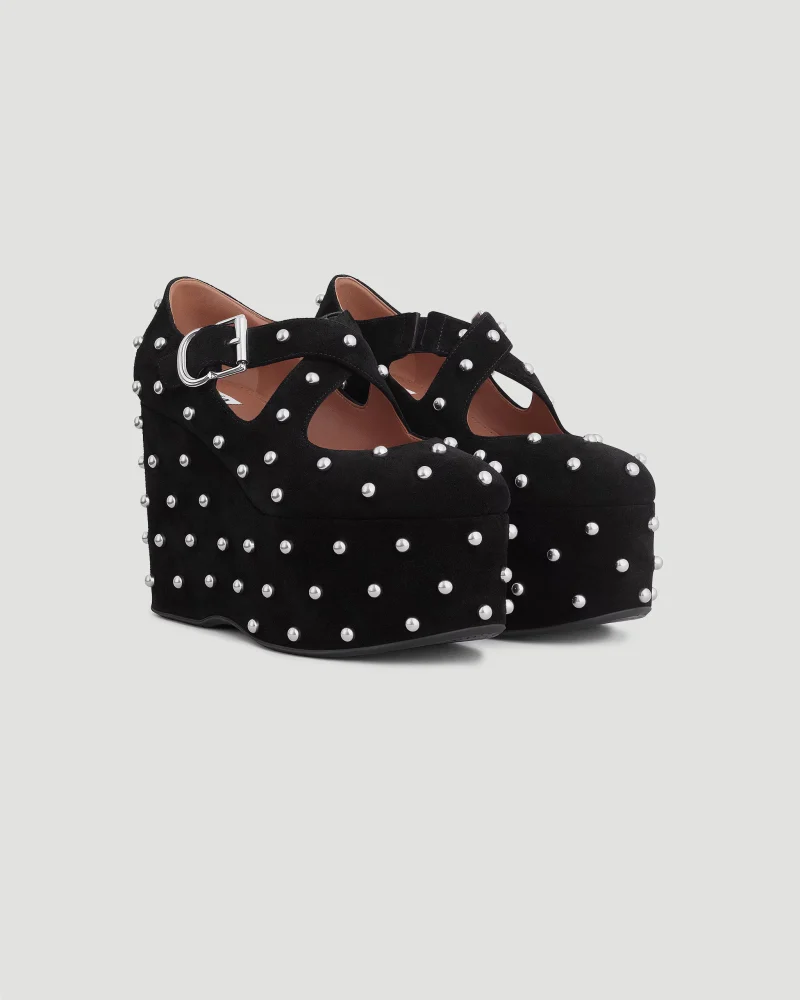Criss Cross Wedges in Suede with Studs — снимка 2