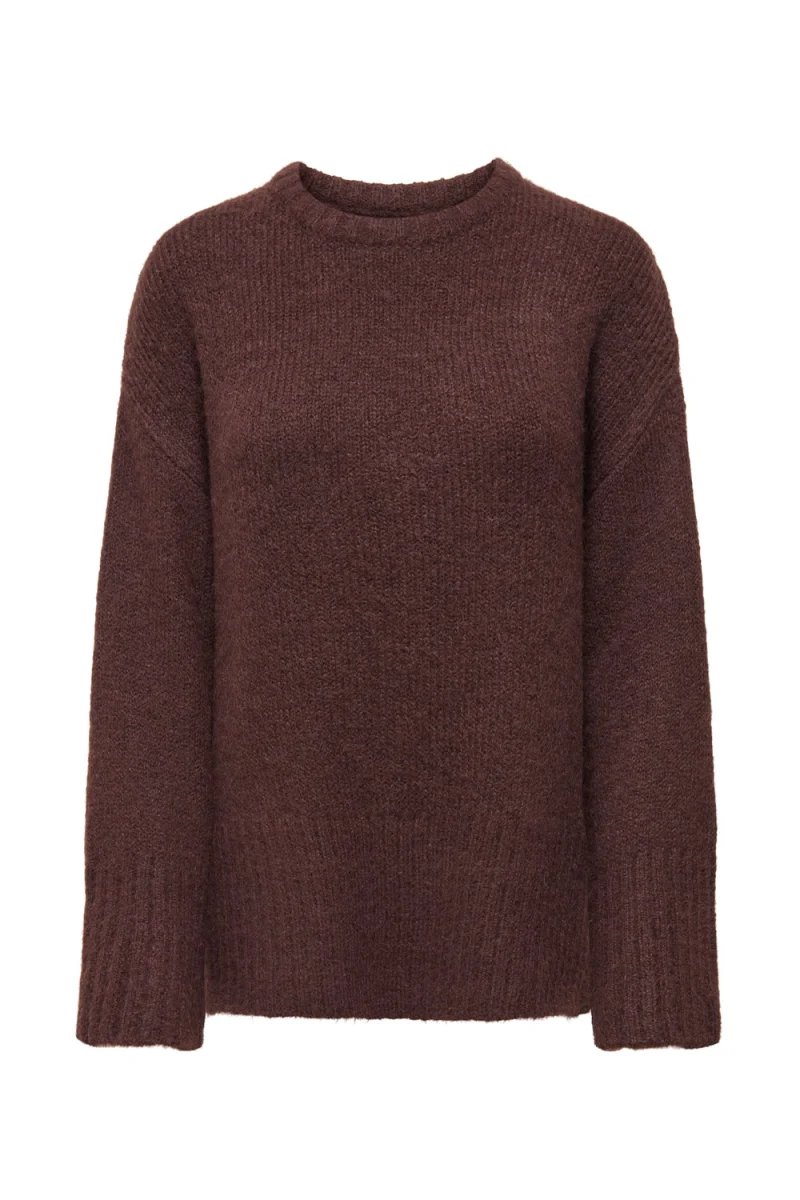 Плетено Onlmaggie Life Ls Loose O-Neck Knt 15324309 19-1314 TCX seal brown
