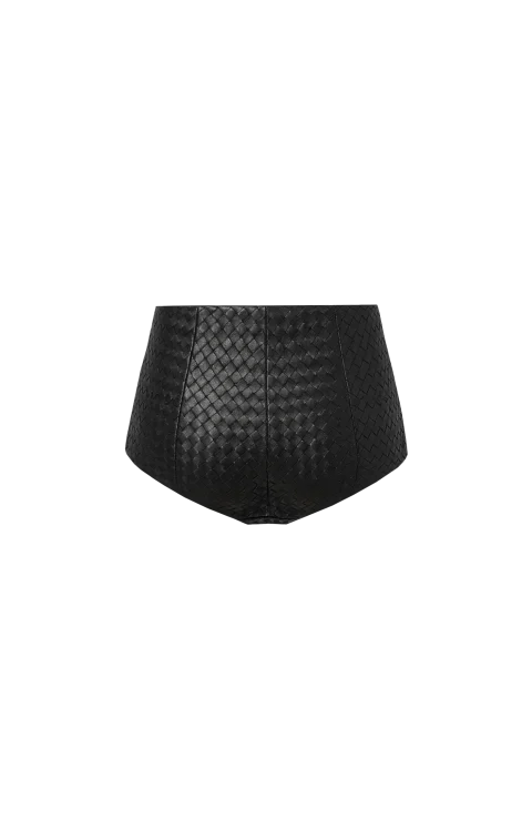 Intrecciato Leather Shorts — снимка 2