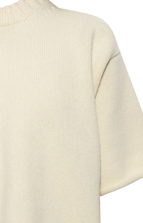 Short-Sleeve Turtleneck Sweater in Rice — снимка 2