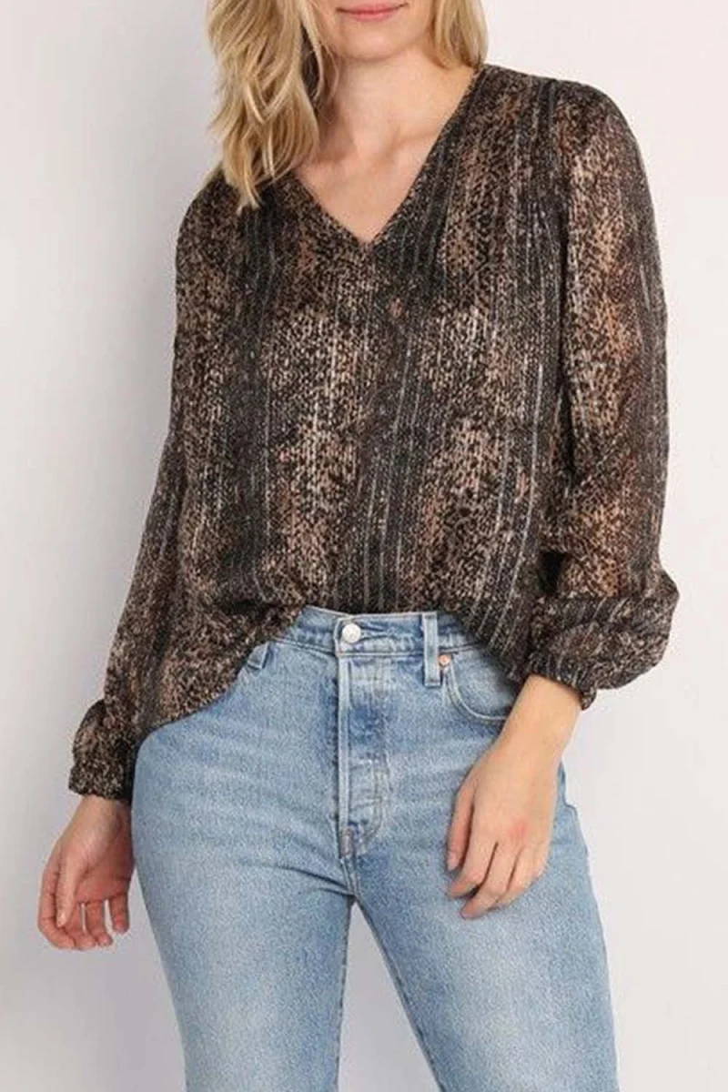 Блуза Vero Moda Vmnala L/s V-Neck Top Wvn Btq 10278776 Silver Mink/Nala — снимка 2