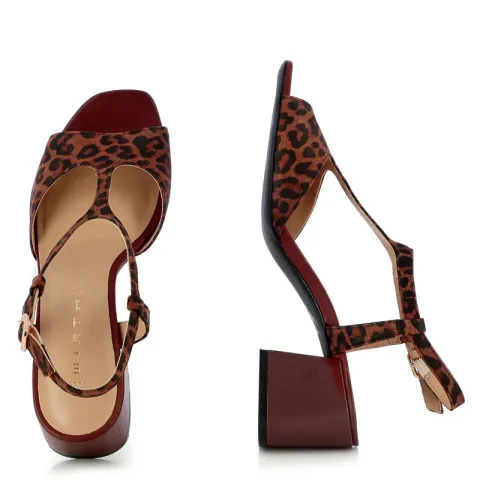Дамски Сандали На Ток WIRTH – 265 PISA LEOPARD BROWN — снимка 5