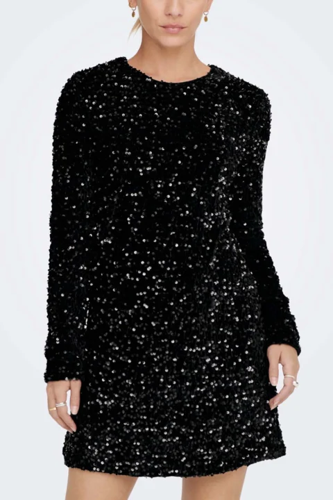 Рокля Onlanika Sequin Ls Wvn 15278822 C-N10 black — снимка 2