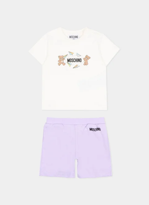 Сет `Teddy` тениска и къси панталони Moschino Kids