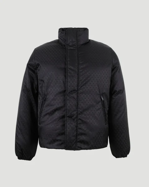 Skull Jacquard Puffer Jacket in Black
