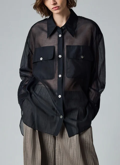 Риза от копринена органза Paul Smith — снимка 2