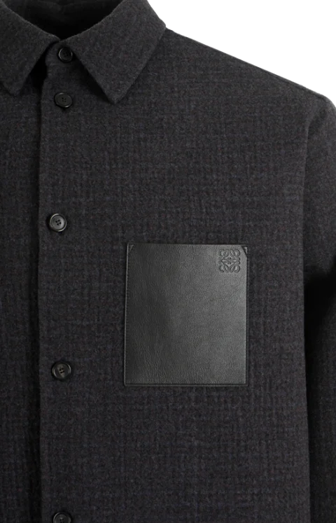 Wool Blend Overshirt in Dark Navy — снимка 2
