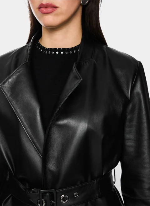 Кожено яке с колан Marc Cain Collections — снимка 2