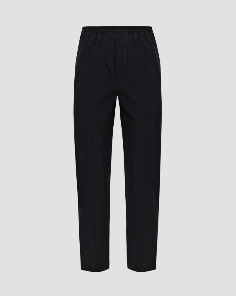 Pleated Wool Trousers in Black