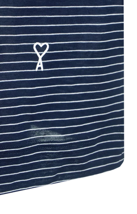 Blue Striped Cotton Ami de Coeur T-Shirt — снимка 2