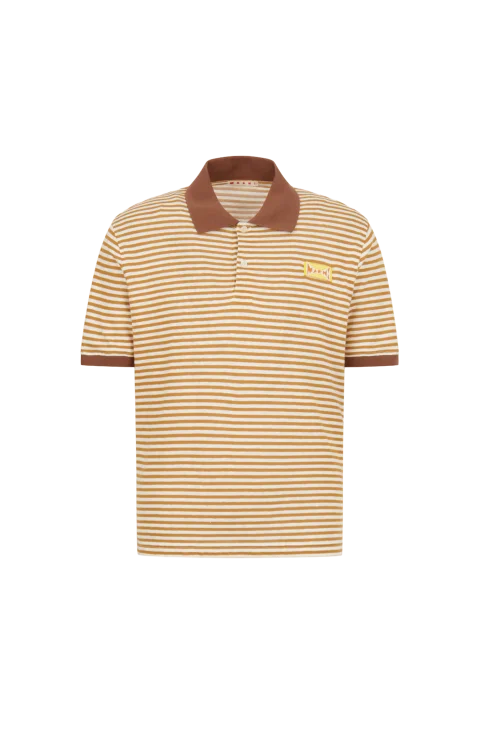 Striped Linen Blend Polo Shirt