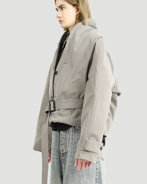 Flipped Hooded Trench in Dark Beige — снимка 2