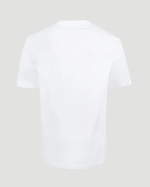 Mixed Yarn Logo Embroidery T-Shirt in White — снимка 3