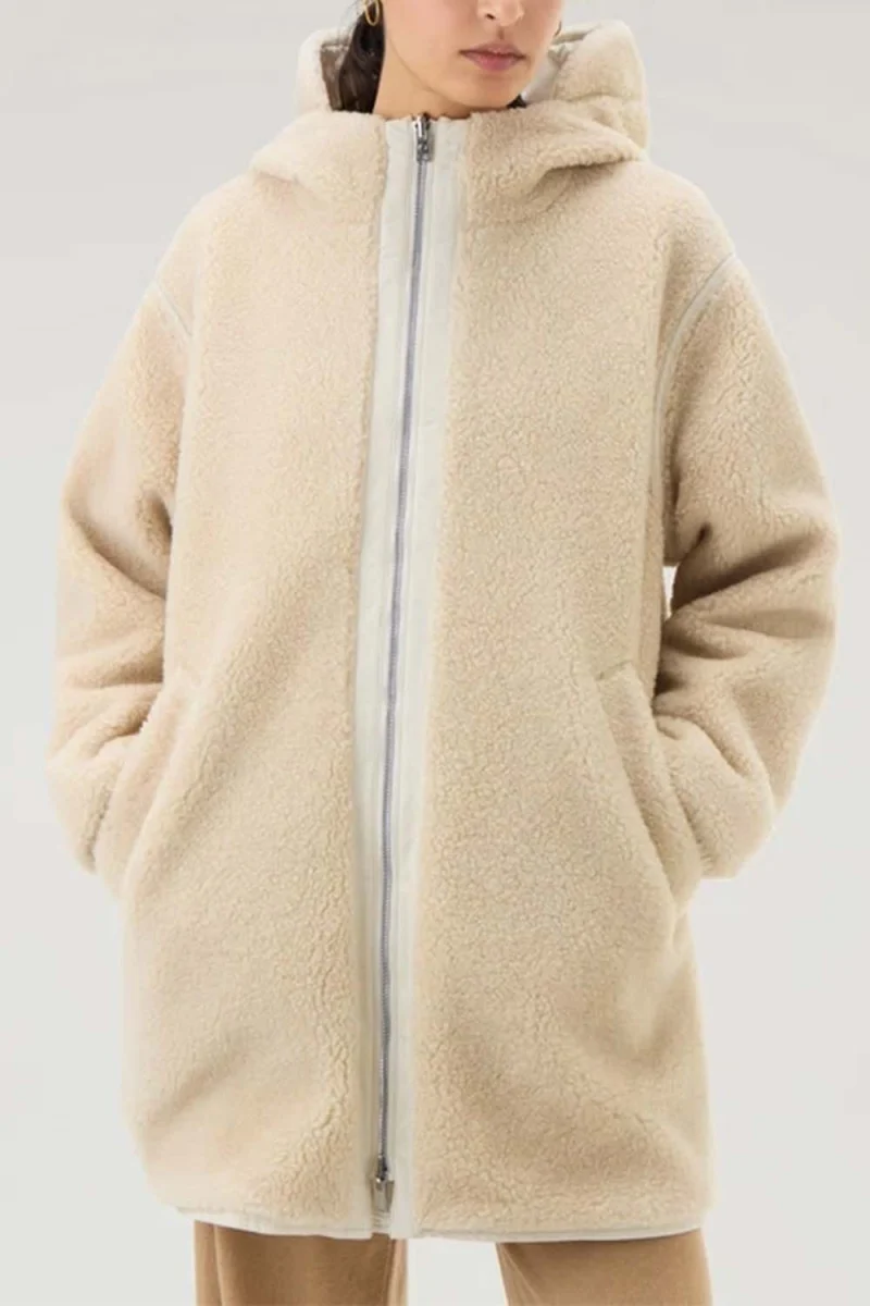 Яке Reversible Teddy Parka CFWWOU0856FRUT3128 8743 milky cream — снимка 2
