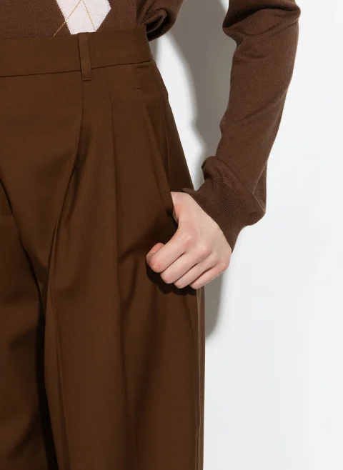 Панталон от фина вълна с колан Max Mara Studio Mstbacio — снимка 6