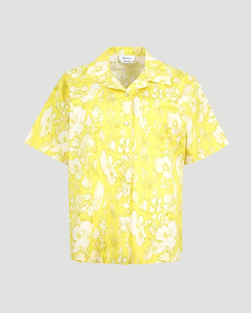 Warped Floral Hawaiian Shirt in Yellow