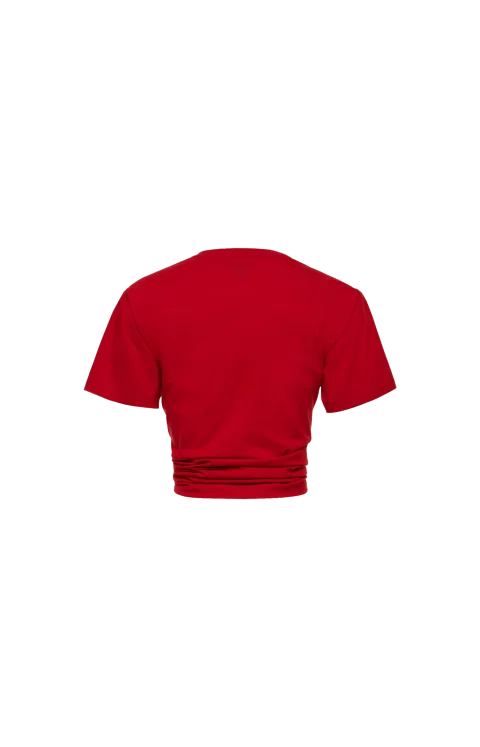 Knotted T-Shirt in Red — снимка 2