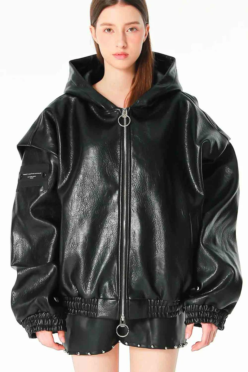 Яке Leather X Cords Hoodie MW093070724 black — снимка 2