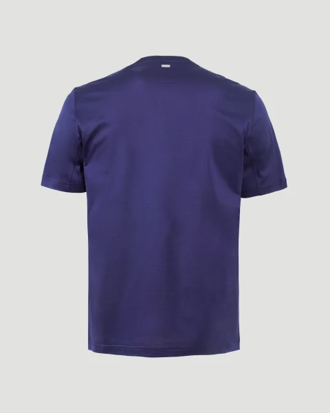 Cotton T-Shirt in Dark Blue — снимка 2