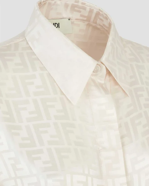White FF Silk Shirt — снимка 2