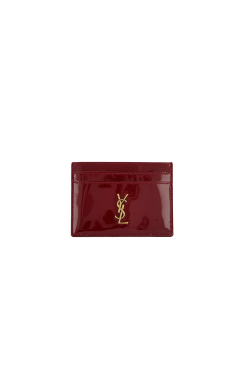 Cassandre Logo Card Case in Red Patent Leather