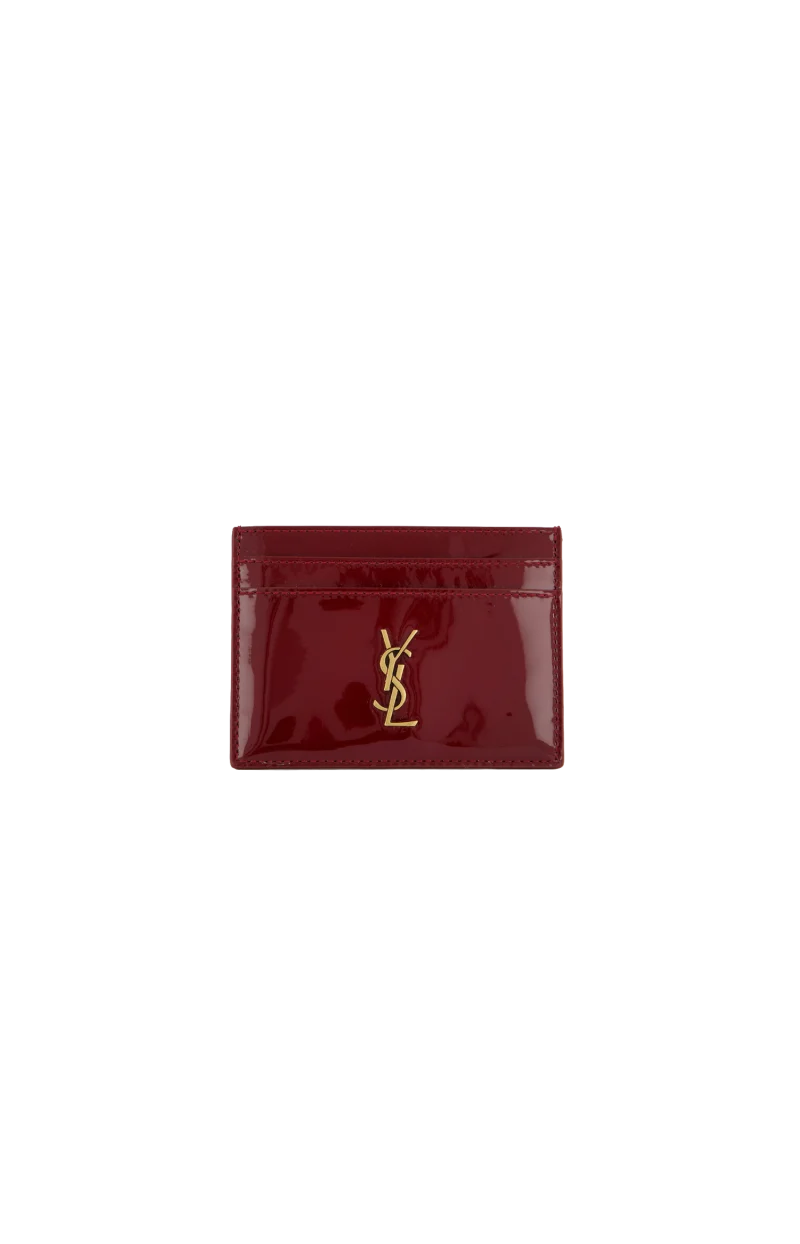 Cassandre Logo Card Case in Red Patent Leather