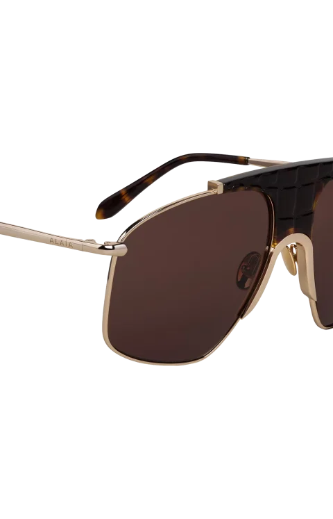 Square Aviator Sunglasses in Brown — снимка 2