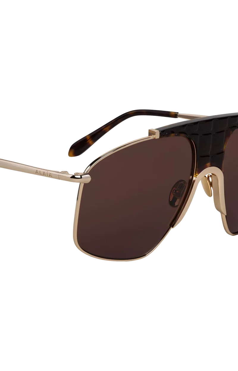 Square Aviator Sunglasses in Brown — снимка 2