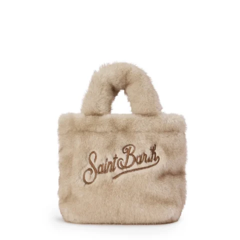 Дамска бежова чанта Mini Vanity SAINT BARTH