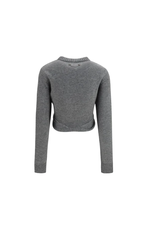 Ruched Crewneck Sweater in Grey — снимка 2