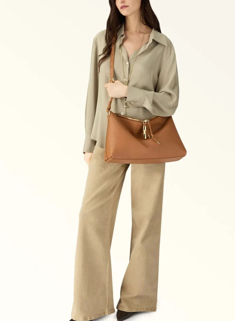 Кожена чанта Furla Debby Brandy — снимка 4