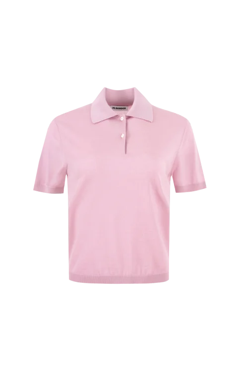 Wool Polo Shirt in Pastel Pink