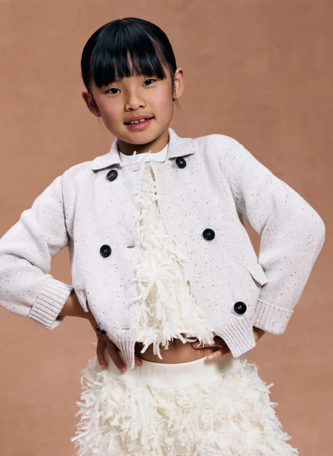 Двуредна жилетка с пайети Brunello Cucinelli Kids 8 — снимка 6