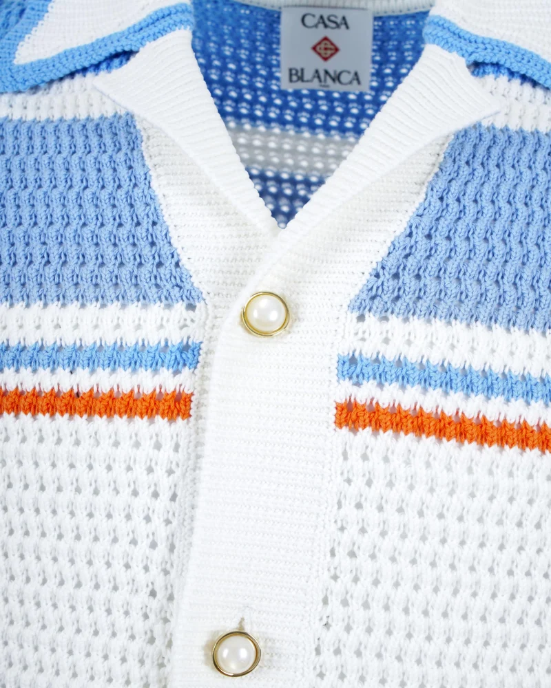 Cotton Tennis Short-Sleeve Crochet Shirt — снимка 3