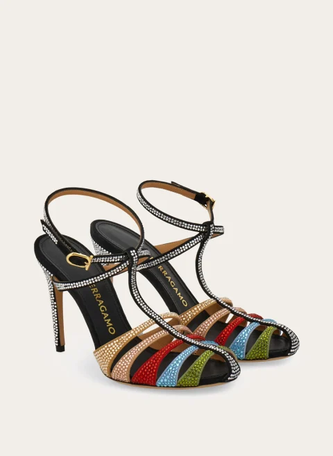 Сандали на ток с декоративни кристали Ferragamo — снимка 2