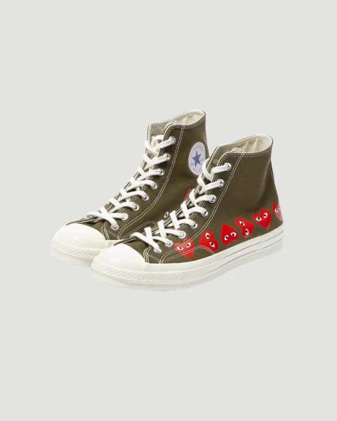 Converse x Comme des Garçons Play High Top Sneakers in Green — снимка 3