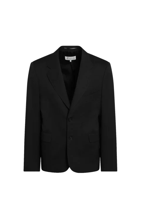 Black Wool Single-Breasted Jacket
