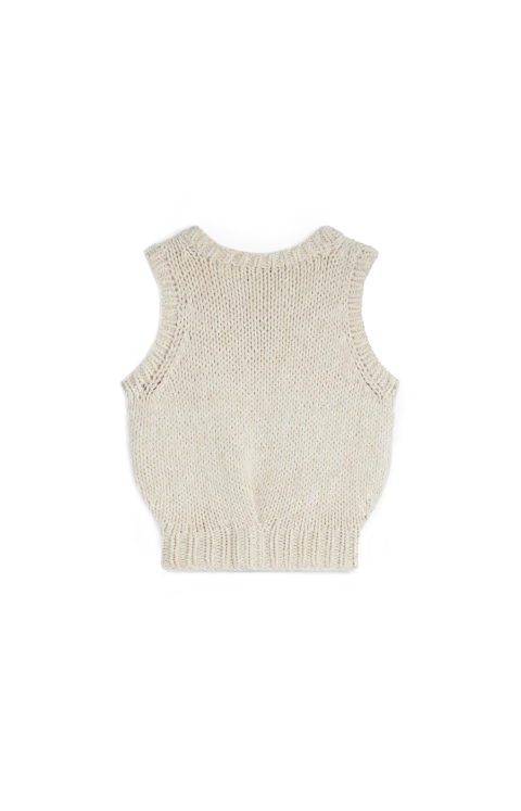 Handknit Vest in Cream Wool — снимка 2